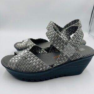 Bernie mev. Basket Weave Quarter Strap FAME Wedges Silver Gray EU 37/US 6